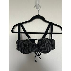 JMP The Label Silver and BlackMetallic Stripe Bikini Top  - L